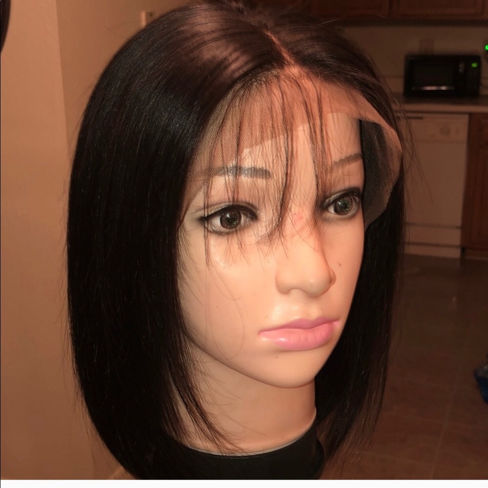 Short 8 in bob blunt cut wig full lace